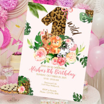 Wild One Safari Jungle Animals Geburtstag Einladun