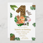 Wild One Safari Jungle Animals Geburtstag Einladun Einladung (Vorne/Hinten)