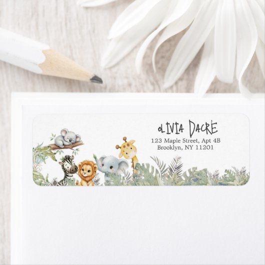 Wild One Safari Jungle Animals Return Address (Insitu)