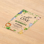 Wild One Safari Jungle Animals Watercolor Geburtst Acryleinladungen (Ablage )