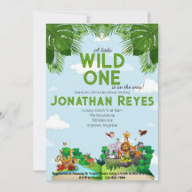 Wild One Safari Jungle Baby Dusche Einladung