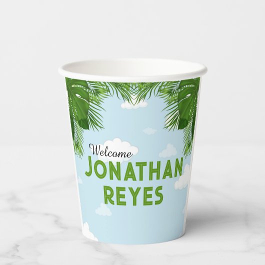 Wild One Safari Jungle Baby Dusche Pappbecher (Rückseite)