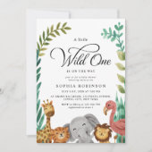 Wild One Safari Jungle Boys Baby Shower Einladung (Vorderseite)