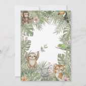 Wild One Safari Jungle cute Animals Baby Shower Einladung (Rückseite)