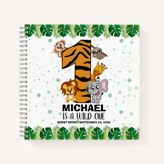 Wild One Safari Jungle First Birthday Gästebuch Notizblock (Vorderseite)