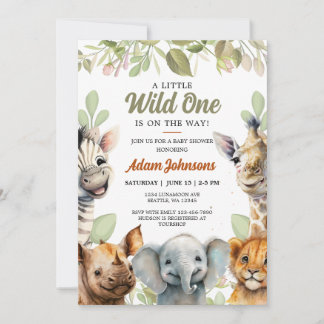 Wild One Safari Jungle Floral Baby Shower Einladung