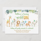 Wild One Safari Jungle Geburtstag Einladung (Vorderseite)