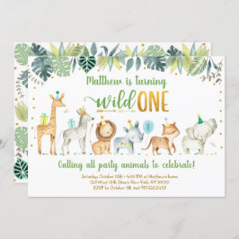Wild One Safari Jungle Geburtstag Einladung