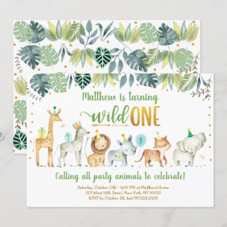 Wild One Safari Jungle Geburtstag Einladung