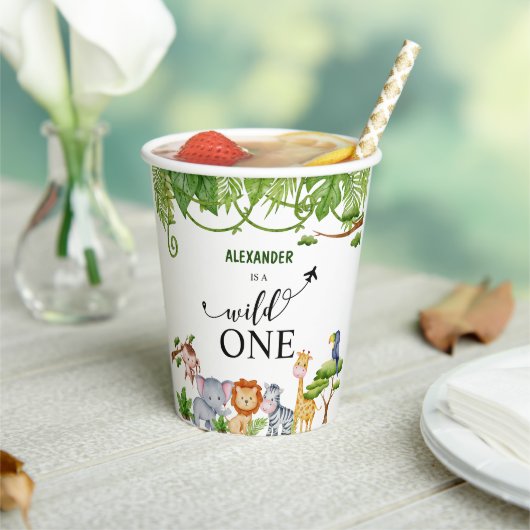 Wild One Safari Jungle Geburtstag Pappbecher (In Situ)