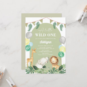 Wild One Safari Jungle Greenery Boy Baby Shower Einladung
