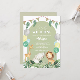 Wild One Safari Jungle Greenery Boy Baby Shower Einladung
