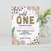 Wild One Safari Leopard 1. Geburtstag Einladung (Stehend Vorderseite)