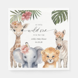 Wild One Safari Niedlicher Tiere Baby Girl Shower Serviette