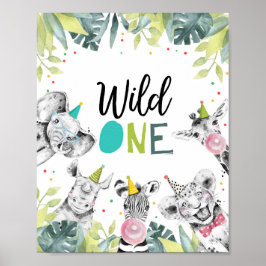 Wild One Safari Party Animals Erstes Geburtstagsze Poster