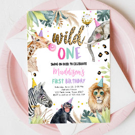 Wild One Safari Party Animals Girl Einladung