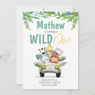 Wild One Safari Party Kindergeburtstag Einladung