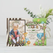 Wild One Safari Photo Birthday for girl Einladung (Stehend Vorderseite)