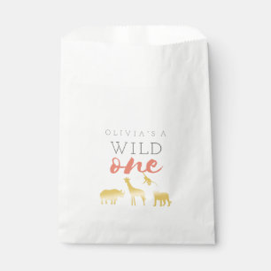 Wild One Safari Pink und Gold Leopard Print Geschenktütchen