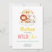 Wild One Safari Regenbogen Jungle Tiere Geburtstag