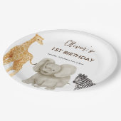 Wild One Safari Thema Erster Geburtstag Pappteller (Schrägansicht)