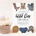 Wild One Safari Thema Erster Geburtstag Party Einladung<br><div class="desc">Niedliche und lustige Kindergeburtstagsfeier mit Darstellung von Safari-Tieren wie Giraffe,  Schneeleopard,  Nashorn,  Löwen,  Elefanten und Zebra. Im Text steht "Wild One". Ideal für ein Party zum 1. Geburtstag eines Jungen.</div>