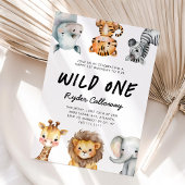 Wild One Safari Theme First Birthday Party Einladung