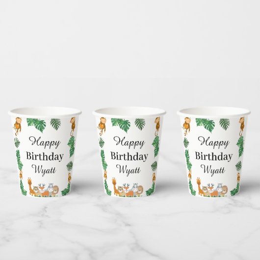 Wild One Safari Tier Birthday Cup Pappbecher (Multi)