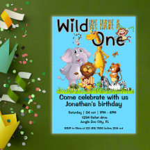 Wild One Safari-Tiere 1. Geburtstag Cartoon
