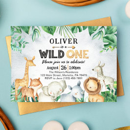 Wild One Safari Tiere 1. Geburtstag Einladung
