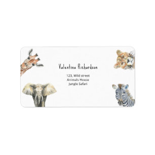 Wild One Safari-Tiere Baby-Party Adressaufkleber