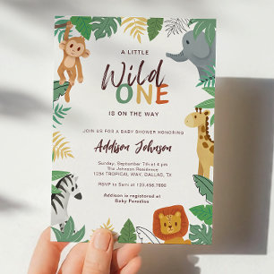Wild-One-Safari-Tiere-Baby-Party Einladung