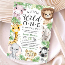 Wild One Safari-Tiere Baby Shower Einladung