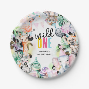 Wild ONE Safari Tiere Cool 1. Geburtstag Pappteller