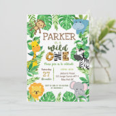 Wild One Safari Tiere Erste Einladungen zum Geburt (Stehend Vorderseite)