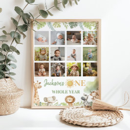 Wild One Safari Tiere Erste Jahr Foto Meilenstein Poster