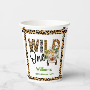 Wild One Safari-Tiere erster Geburtstag Junge Pappbecher