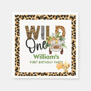 Wild One Safari-Tiere erster Geburtstag Junge  Serviette