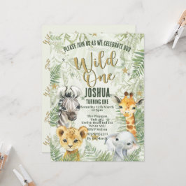 Wild One Safari Tiere Geburtstagseinladungen Einladung
