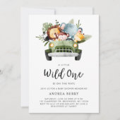 Wild-One-Safari-Tiere Geschlecht neutral Einladung (Vorderseite)