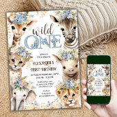 Wild-One-Safari-Tiere | Junge 1. Geburtstag Einladung