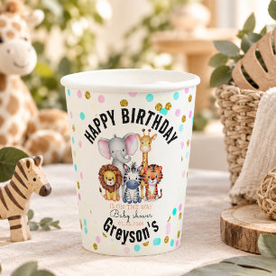 Wild One Safari-Tiere Junge Baby-Party Pappbecher