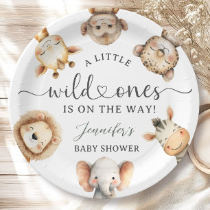 Wild One Safari-Tiere Zwillings-Baby-Party Pappteller