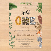 Wild One Safari tierische Babydusche Acryleinladungen (Vorderseite)