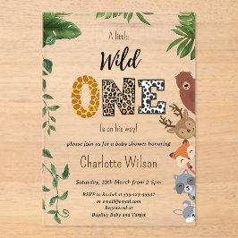 Wild One Safari tierische Babydusche Acryleinladungen