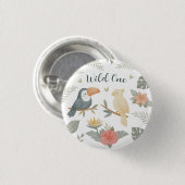 Wild One Safari Tropical Geburtstag Button Pin (Vorne & Hinten)
