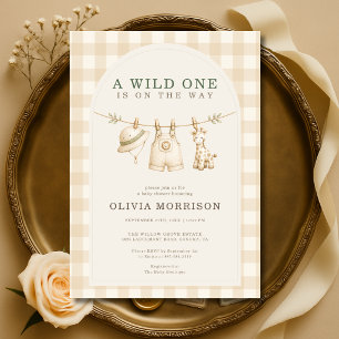 Wild One Safari Wäscheleine Baby Shower Einladung