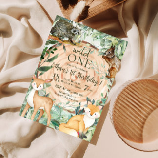 Wild One Safari Woodland 1. Geburtstag Einladungen