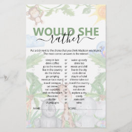 Wild One Safari würde sie eher Baby Shower Game