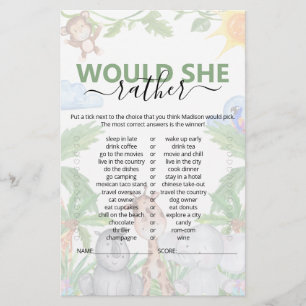 Wild One Safari würde sie eher Baby Shower Game